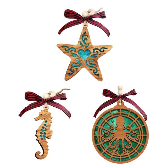 Sea Animal Coastal Christmas Ornaments The Kind of Starfish/Seahorse/Octopus Hanging Ornament with Card Positive Inspirational Energy Vibes Gifts for