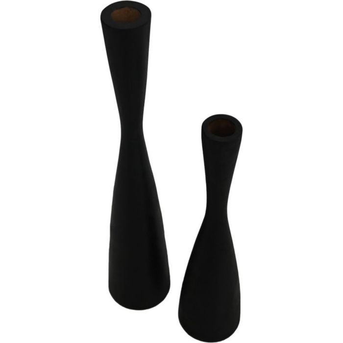 Portes bougies - HSM - 2 Portes bougies en teck noir - Ø 8 x 32 cm - Ø 8 x 42 cm - Intérieur