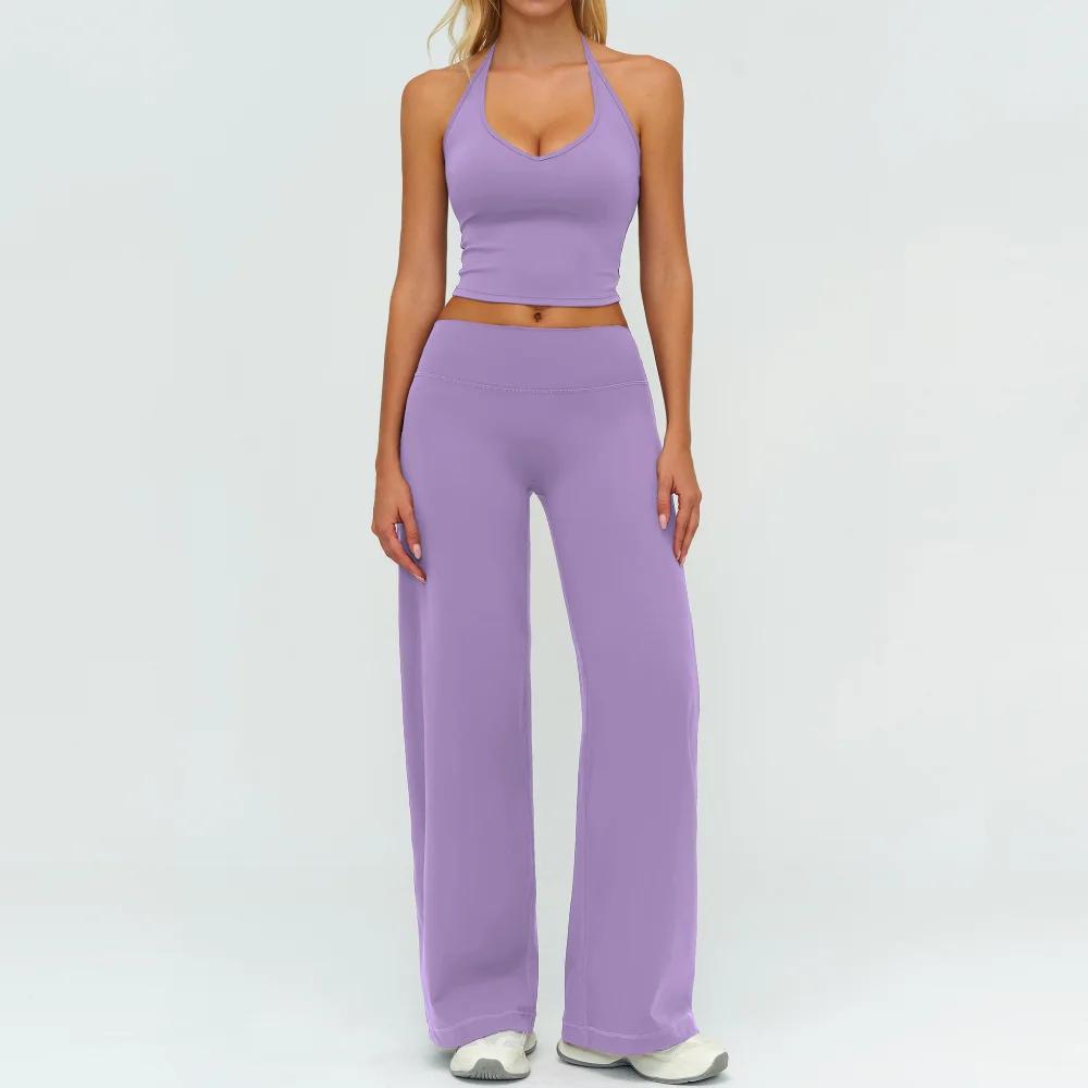 Women's Tracksuit Fitness Suit Two Piece Yoga Sets Women Sportswear Workout Sports Bra High Waist Flared Pant Gym Clothing