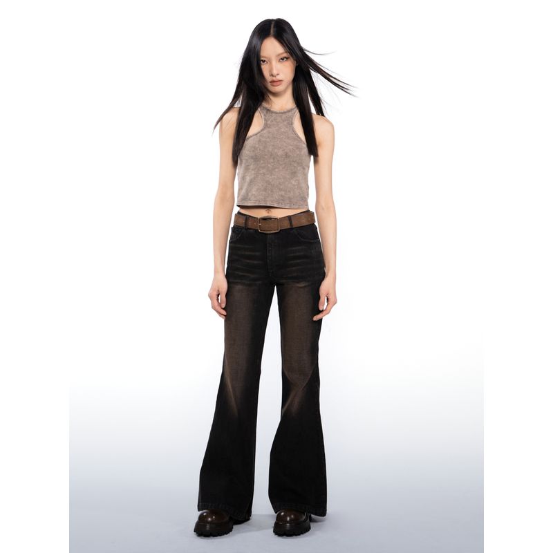 Thelight American vintage Fried Color Short Sling Sleeveless I-Shaped Vest Women Asymmetric Women Gyaru Summer New