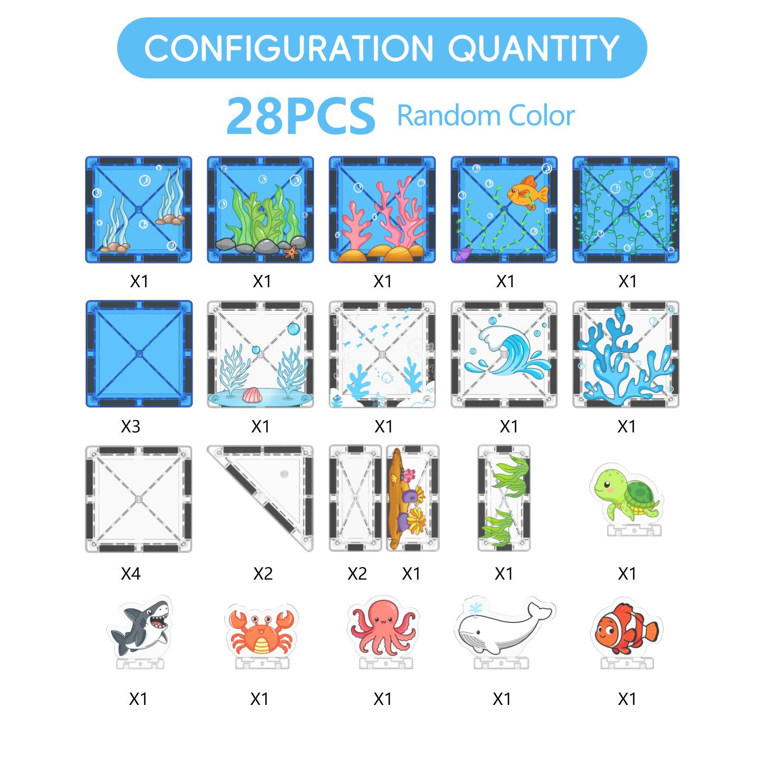 

Magnetic Building Blocks for Children, Ocean Animal Scene, Creative Play, Children s Learning Birthday Gift