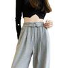 Spring and Autumn Women's Plus Size Tied Sweatpants High Waisted Straight Dragged Casual Pant