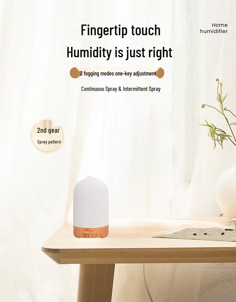 150ml USB Ceramic Aroma Diffuser & Humidifier with Timer, Silent Ultrasonic Mist, Essential Oil Compatible, 7 Color LED Lights