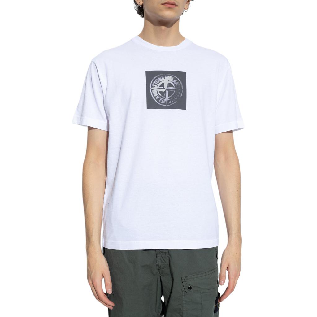 STONE ISLAND Ss24 Letter Pattern Printed Crew Neck Fitted Short Sleeve T-Shirt Men T-Shirt White 80152NS83-V0001