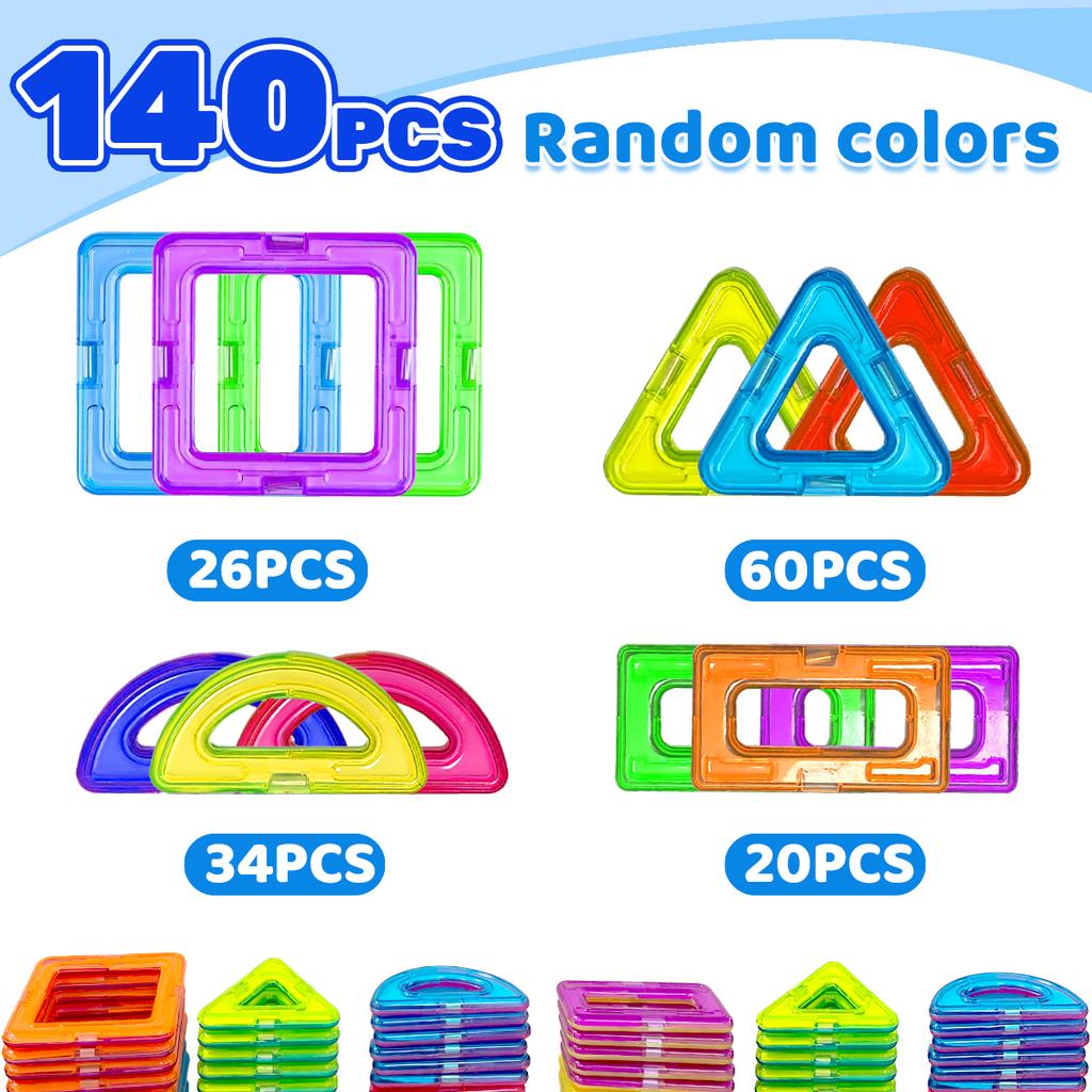 Magnetic Building Blocks Constructor Set 3D STEM Educational Toys For 3Years+ Old Kids Boys Girls Birthday Gifts 30/50/90/140PCS