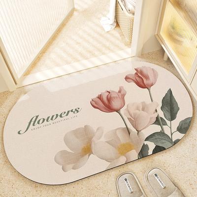 Světlá Romantická Květina Diatomit Obývací Pokoj Koupelna Toaleta Dveřní Koberec Protiskluzový Odolný Domácí Dekorace