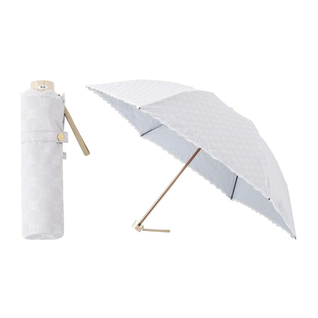Moonbat Folding Parasol for Made in Suitable for Sun and Premium Light Heat and UV Jacquard Gray "Dachshund" Women, Japan, Rain, Blocking, Protection,