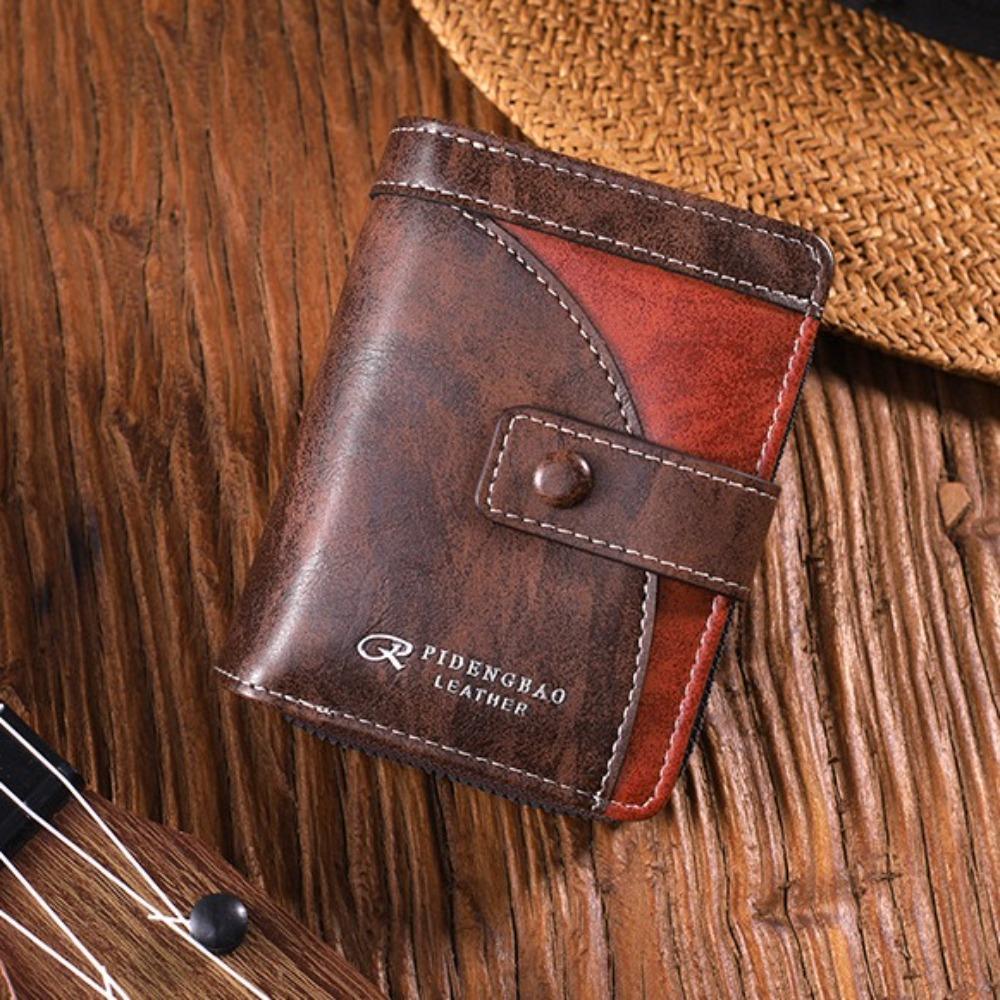 Card Brand Short PU Wallet Zipper ID Card Holder Simple Business Clutch Bag Unisex