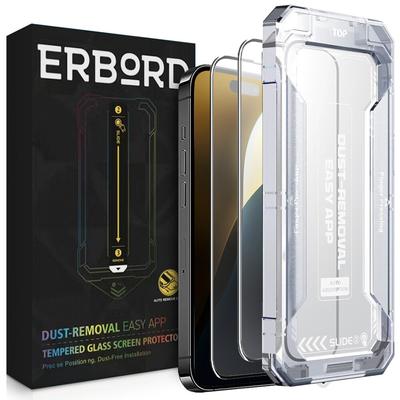 2x Tempered Glass for iPhone 16 Pro Max, ERBORD Easy App Full Screen Protector