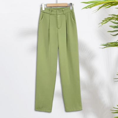 Pantalones de mujer, rectos, anchos, largos, con bolsillos, cintura elástica, botones, cremallera, bragueta, pantalones de traje de seda helada