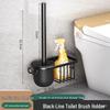 Wall-Mounted Soft Bristle Toilet Cleaning Set with Long Handle and Storage Rack