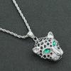 European Hip Hop Three-Dimensional Diamond-Inlaid Green Eyes Leopard Head Pendant Necklace Fashionmonger Personalized Pendant Accessories Pendants