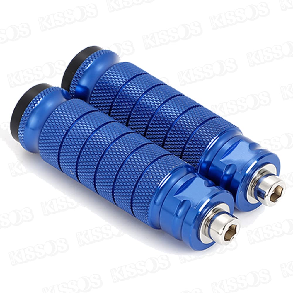 Foot Peg Step Bar Bike Step Tandem Step Pedal Knurled CNC Aluminum General Purpose Left and Right Set (Blue)