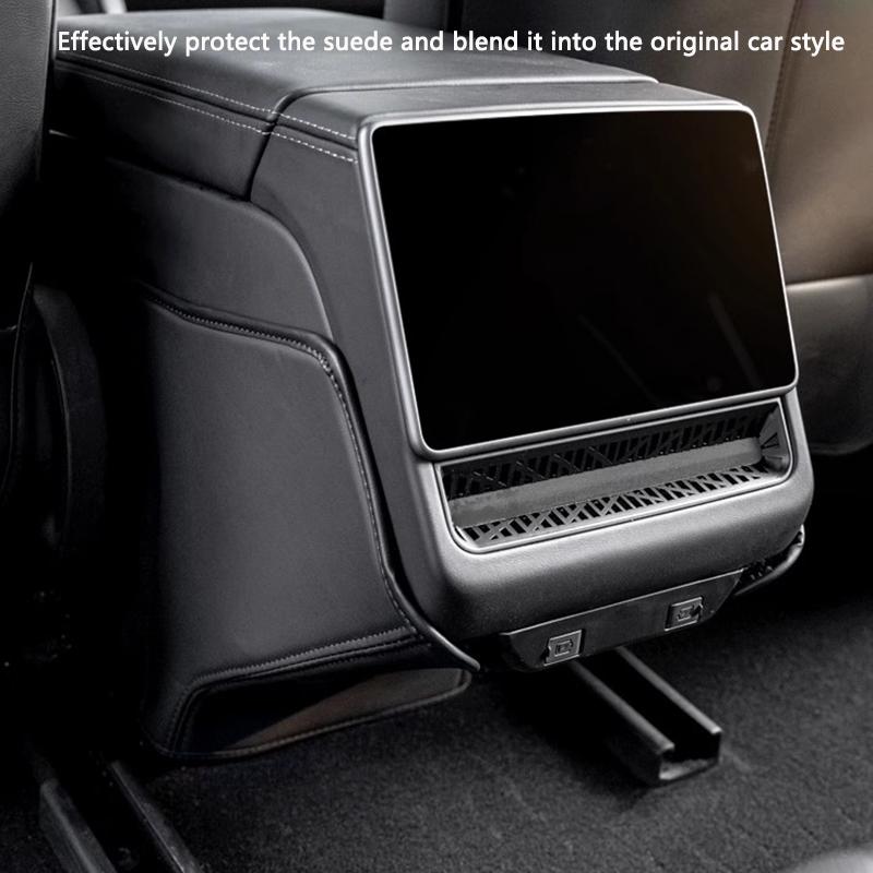 Rear Air Vent Outlet Cover For Tesla Model Y Juniper Model 3 Highland PU Leather Back Exhaust Vent Pad Car Interior Accessories