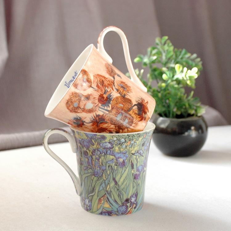 Van Gogh Bone China Mug: Creative Ceramic Cup with Famous European Painting - Personalized Gift