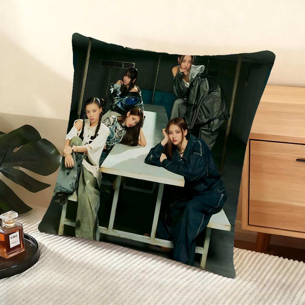 Korea Hot Girls Group Meowv Cushion Cover Silky Short Plush Home Sofa Cushion Cover - Invisible Zipper Home Decoration