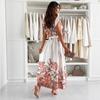 Neues, sommerliches, einfaches Mode-Positionierungs-Blumenband-Taillenkleid Damenbekleidung