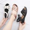 Women's Summer New Soft Sole Non Slip Comfortable Casual Shoes with Sloping Heel and Thick Sole Velcro Breathable Sandals