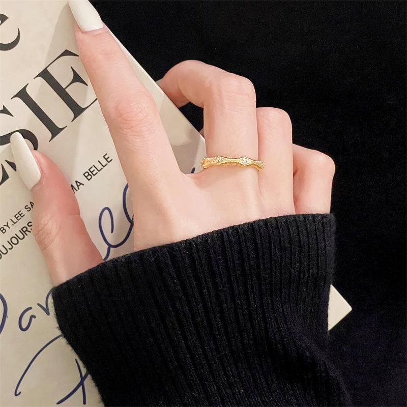 Medieval Brushed High-Quality Texture Retro Open Ring Niche Design Light Luxury Index Finger Ring Star Personality Ring Woman