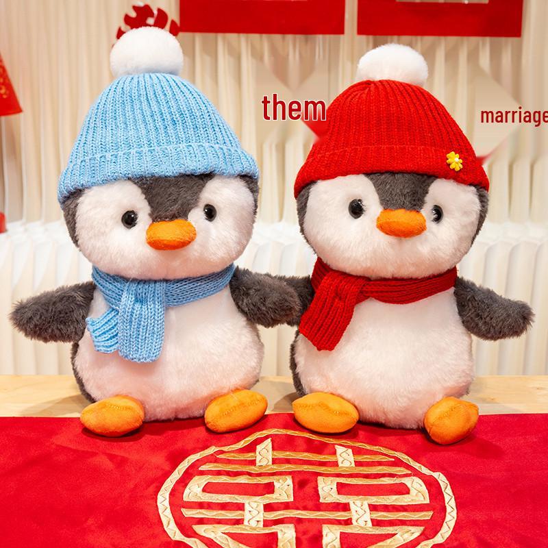 Pair of Penguin Plush Toys for Wedding Bedroom Decoration and Gifts