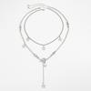 Hip-Hop Style Shiny Star Pendant Necklace, Fashionable Five-Pointed Star Rhinestone Chain Stacked Necklace.