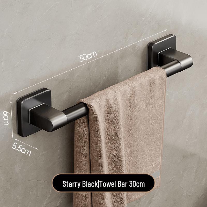 Wall-Mounted No-Punch Towel Rack with Storage Shelf