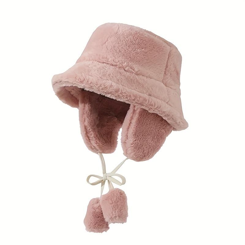 

Съемная шляпа с клапаном для ушей, нечеткая панама для женщин, классическая однотонная теплая шапка для бассейна, легкая холодостойкая рыбацкая кепка, осень и зима One-size розовый