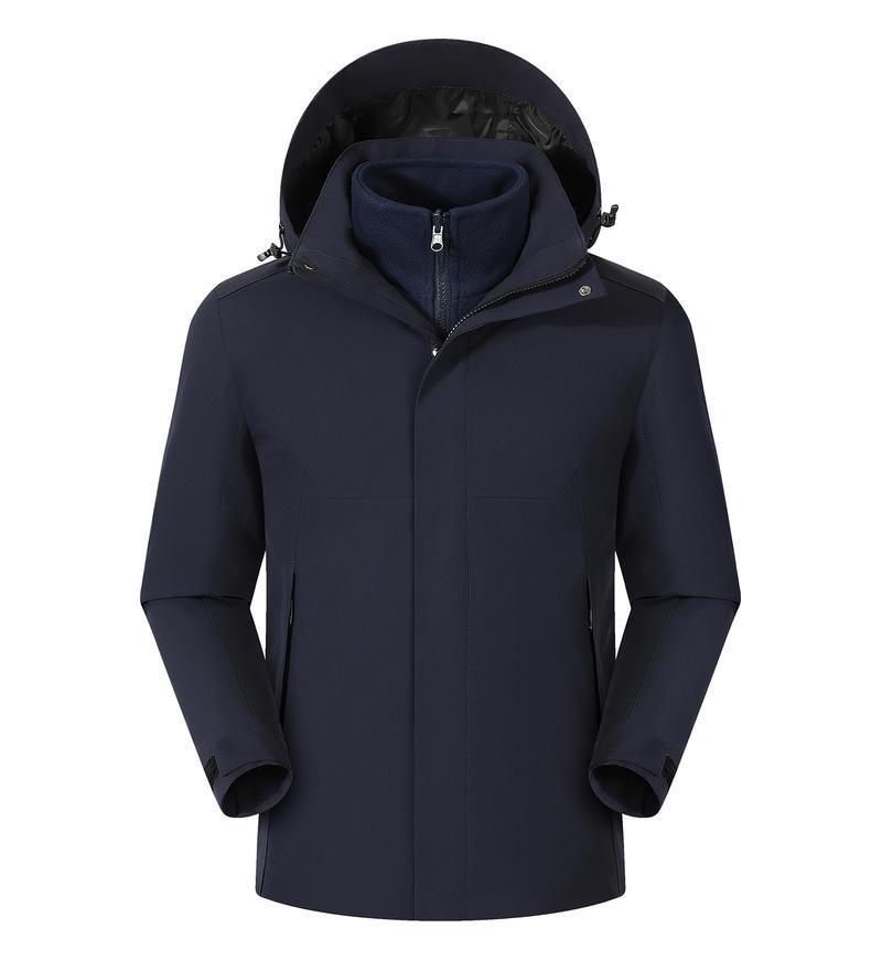 Personalized Windproof 3-in-1 Jacket: Solid Color, Custom Logo, Unisex Design, Thick Workwear