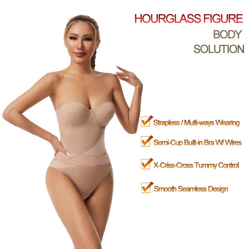 Plus Size Strapless Underwire Body Shaper: Seamless Waist & Abdomen Slimming Underwear for Special Occasion Dresses
