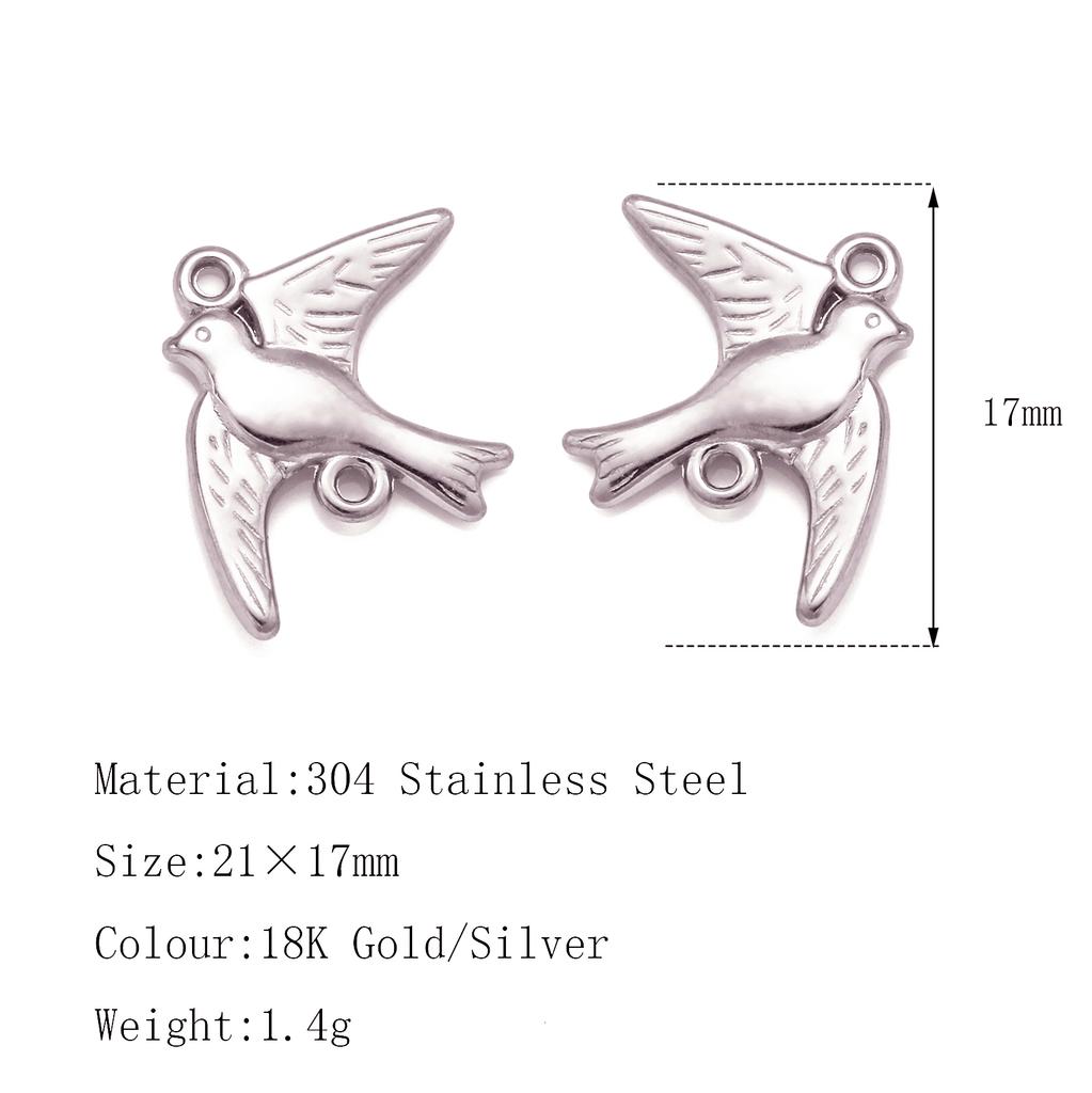 3Pcs Flower&Insect Charms Stainless Steel Exquisite Butterfly/Bee/Rose/Scarab Pendant Necklace Earring Dangle DIY Jewelry Making