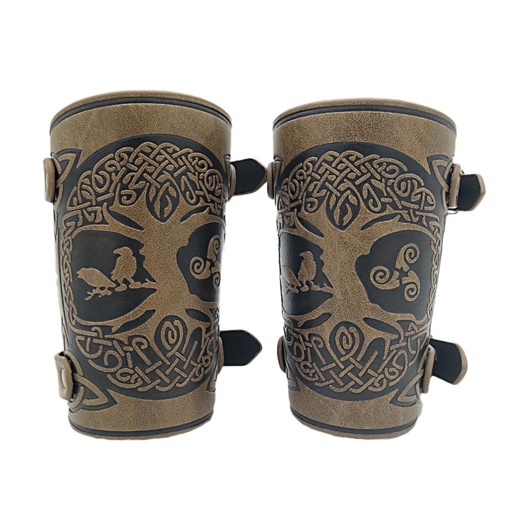 Retro Middle Ages Leather Forearm Guards Cosplay Bow Arm Protector Viking Armband Bracelet Stage Props