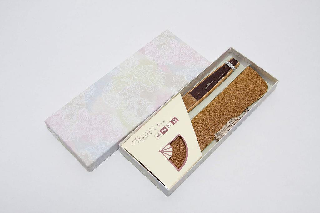 Fan with Fan In a Presentation Made In Cat [Hasegawa] Women's Kyoto-style Case, Box, Japan, Design, Brown.