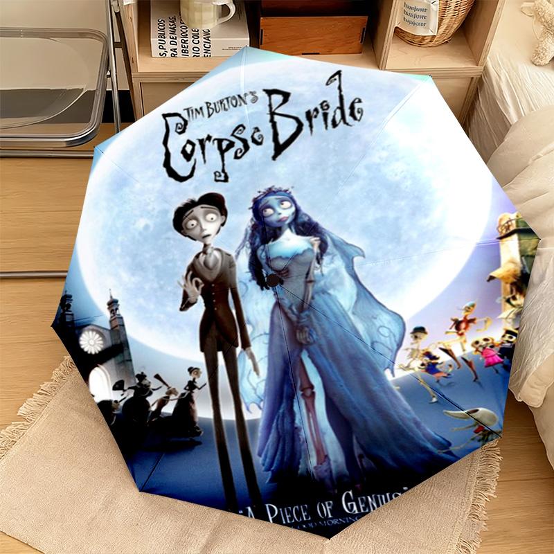 1PC Corpse Bride Moonlit Romance Automatic Umbrella - Suitable Travel Outdoor Portable Umbrella Birthday Gift Daily Essentials