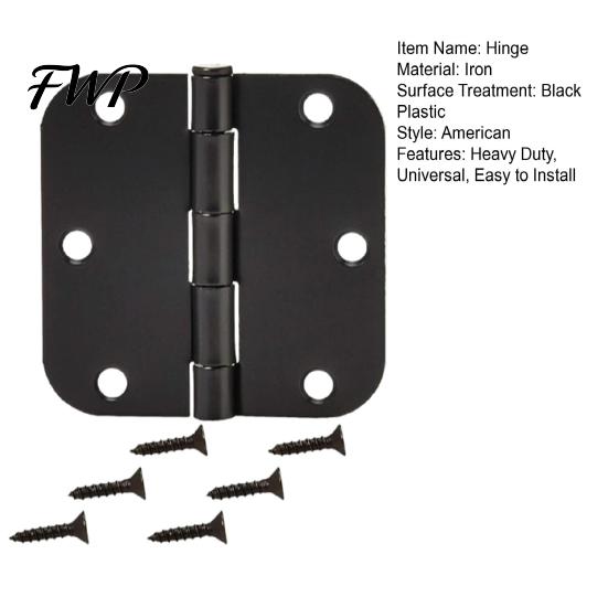 Rotatable Door Hinge 1/5Pcs Rounded Matte Black Hinges Flat Iron Bifold 6 Hole Residential Standard Bedroom Indoor House Hardware Essentials