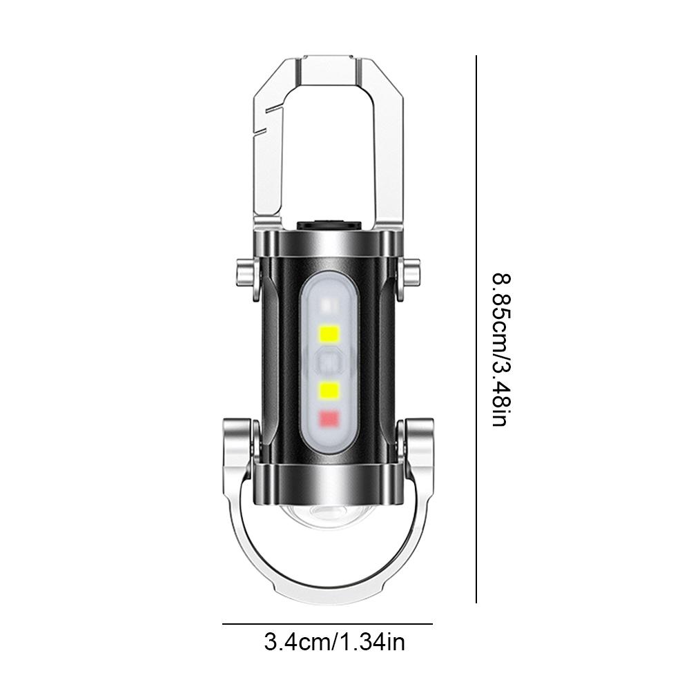 Mini Flashlight Multifunctional Portable Keychain Torch USB Rechargeable Ultralight Camping Flashlight for Camping Hiking