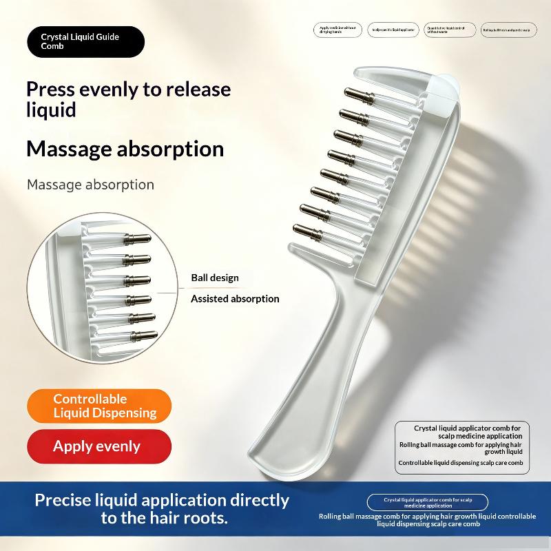 Portable Transparent Hair Root Comb Liquid Guide Applicator Scalp Massage Comb Hair Oil Serum Brush Anti-Leak Hair Care Tool