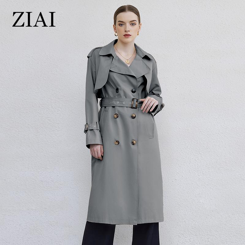 

Astrid 2024, весенне-осенний длинный женский плащ, женская ветровка, двубортная верхняя одежда с поясом, пальто, женская куртка, офисная одежда ZS-DS91 XL зелёный