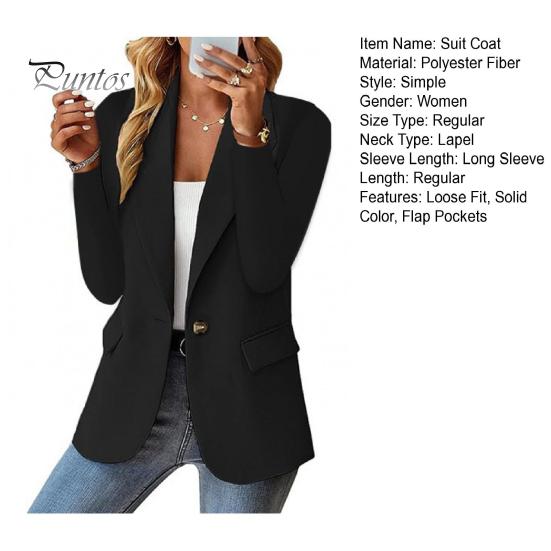 Fall Coat For Women Suit Lapel Long Sleeve Single Button Jacket Casual with Flap Pockets Solid Color Work Office Business Outerwear Versatile