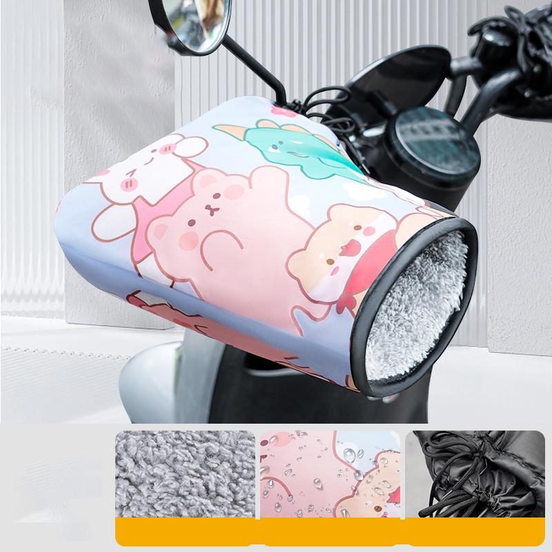 

Winter Motorcycle Handlebar Muffs Protective Motorcycle Scooter Thick Warm Grip Handle Bar Muff Rainproof Warmer Cartoon Gloves