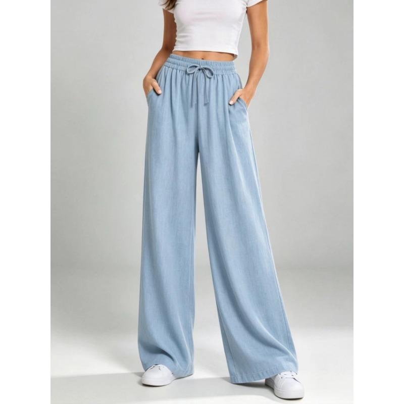 Women S Wide Leg Loose Casual Solid Straight Leg Pants