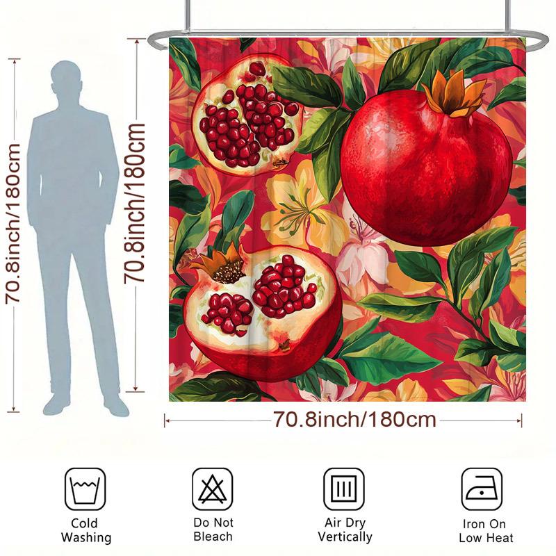 Vibrant Pomegranates Shower Curtain - Water-Resistant, Easy To Clean, Adds a Fresh and Colorful Touch To Your Bathroom Decor