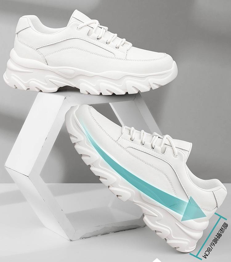 Men's 8cm Height Increasing White Breathable Casual & Running Shoes