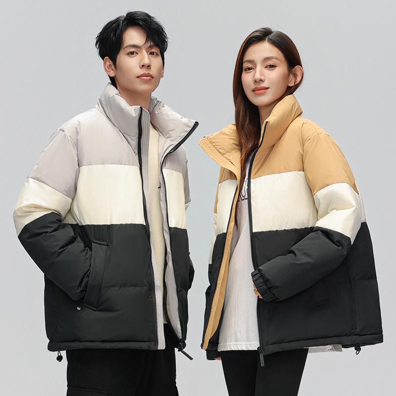 Autumn and winter down jacket % white duck down warm couple down lambsdown jacket stand-up collar loose versatile jacket