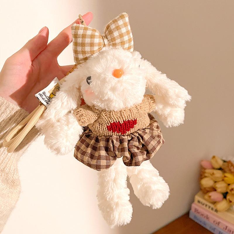 Princess Style Cartoon Bunny Plush Toy With Keychain For Girls Gift And Bag Decor