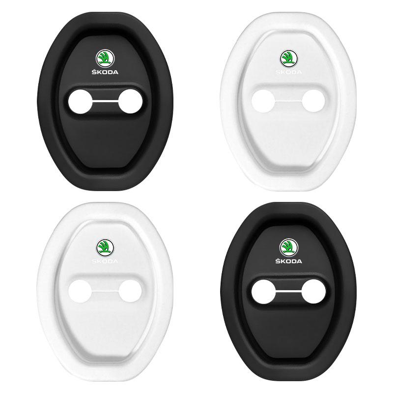 4Pcs Car Door Stopper Cover Door Lock Protective Covers For Skoda Octavia Superb Rapid Kodiaq Karoq Fabia Kamiq Roomster Citigo