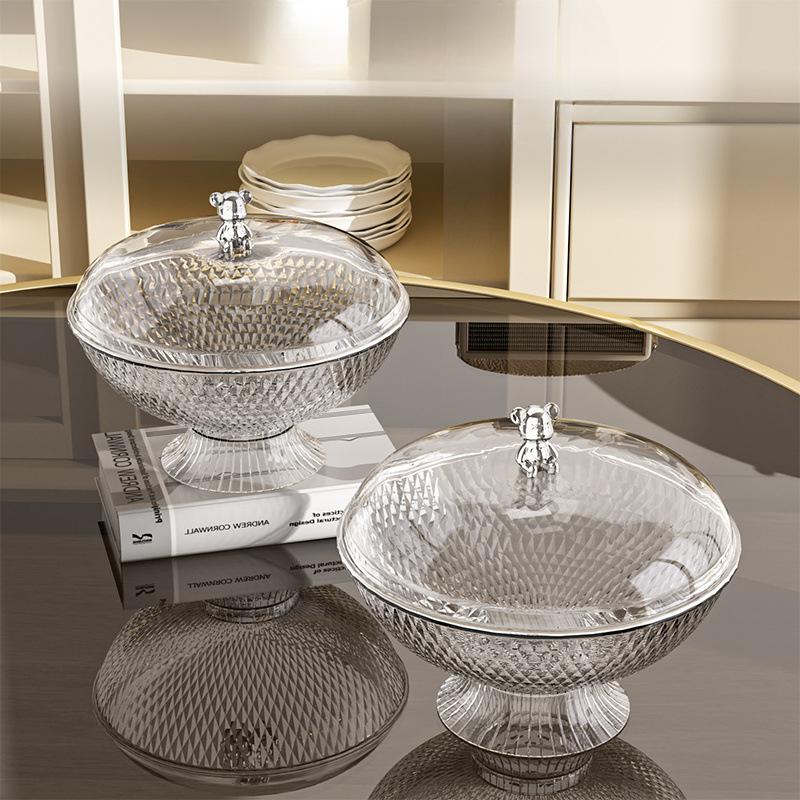 

New Fruit Tray with Cover Living Room Fruit Tray with Cover Dustproof Coffee Table Candy Tray Can Drain Water and Insect Prevention