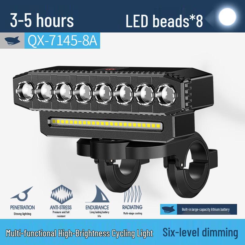 Smiling Shark QX-7145-8 Rechargeable Bike Light (2-Pack)