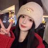 Korean Cute Puppy Knitted Wool Hat for Women Thickened Warm Autumn and Winter New Style Showing Face Small Bag Head Cartoon Cold Hat