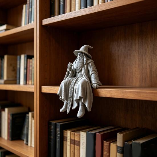 3D Printed Wizard Figurine, Small Wizard Shelf Sitter, Collectible Desktop Ornament for Bookshelves, Desks, TV Cabinets, Home Decor
