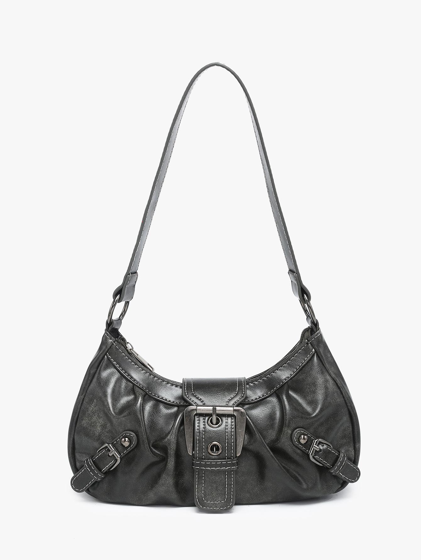 

Vintage Shoulder Bag Metal-Studded Oil Wax Leather Bag Motorcycle Bag Cool For Trendy Events Fashion Street Daily Commute Other